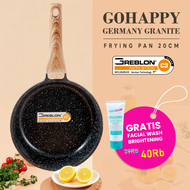 (FW 40RB GRATIS) GOHAPPY PANCI FRY PAN 20CM Greblon C3 Germany granite anti lengket TEBAL wajan fryp