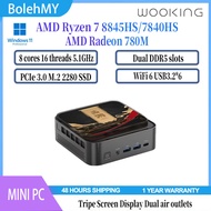 WOOKING AMD Ryzen 7 8845HS/7840HS Dual DDR5 M.2 2280 WiFi6 USB3.2*6 Low Power Office MINI PC