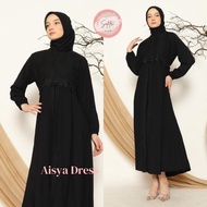 AISYA DRESS Gamis made of crinkle airflow material, best quality, pure white, black, Hajj and Umrah 