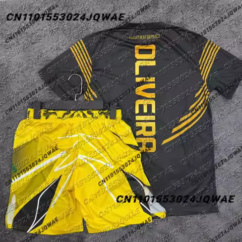 Charles Oliveira UFC Yellow Edition Boxing Fighting Tee Shorts Men Breathable Jersey Wrestling Runni