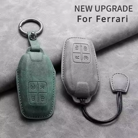 Leather Car Remote Key Case Cover for Ferrari F430 488 458 F12 Roma 812 F8 Auto Key Shell Fob Protec