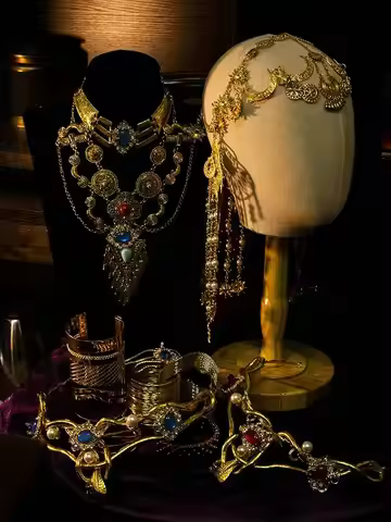 Cos Egyptian Headdress Pharaoh's Favorite Metal Props Cos Daughter's Headwear Necklace Avril Cosplay