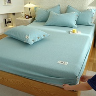 Alls Wonderland ผ้าปูที่นอนคอตตอน 100% 1200TC ลายทางโมเดิร์น INS ผ้าปูที่นอนเนื้อนุ่มพร้อมผ้าปูที่นอ