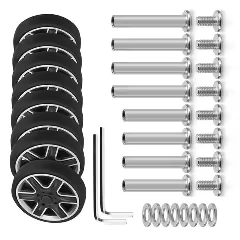 8Pcs Black Luggage Wheel Replacement with Screw Travel Luggage Wheels Replacement Suitcase Parts 55m