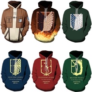 Attack on Titan Hoodie Men's Jacket 3D Printed Sweater Cos Eren Jaeger Japanese Costume