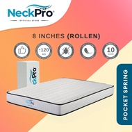 NeckPro Rollen 8 Inches  Pocketed Spring Mattress (10 Years Warranty) Compressed &amp; Rolled Mattress/ Vacuum Packed/ Tilam Queen/ King/ Single/ Super Single 床褥 袋装弹簧 压缩