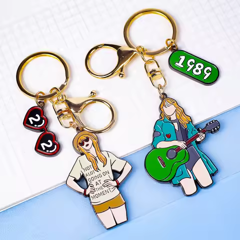 Taylor Swift Keychain Lovely 1989 Rock Girl Metal Guitar Pendant Fans Collection for Men Women Backp