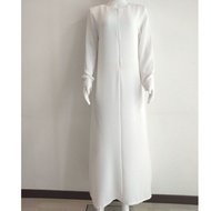 JUBAH PUTIH MUSLIMAH WANITA IHRAM HAJI UMRAH JUBAH PEREMPUAN WHITE PLAIN PLUS SIZE  (52 -56)