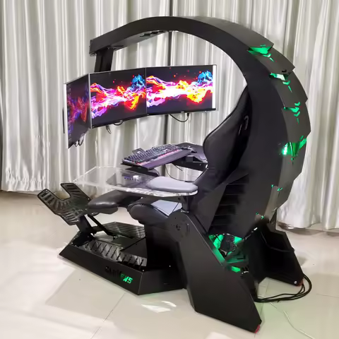 Hot Sale Silla Gamer Workstation zero Gravity Recliner RGB LED Light Speaker predator Thronos Cockpi