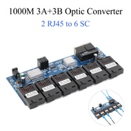 1000M/100M Fiber Optic Media Converter PCBA Board 2 RJ45 to 6 SC 3A+3B Ports 1.25G Connector 1310nm/