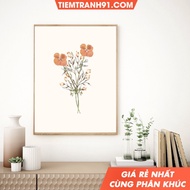 Tranh treo tường Watercolor Botanical Gallery Wall art Wild Flowers Art Floral Line Art tặng kèm đin