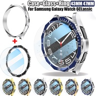 3 in 1 Case+Bezel Ring+Glass Film For Samsung Galaxy Watch 6 Classic 47MM 43MM Screen Protector Gala