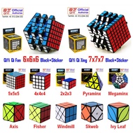 QiYi 7x7 6x6 5x5 4x4 2x2x3 Pyraminx Megaminx Axis Fisher Windmill Skweb Ivy leaf Black with Sticker 