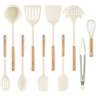 CAROTE 10PCS Kitchen Utensils Set, Cooking Utensils Set with Wooden Handle for Nonstick Cookware Set