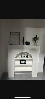 法式客廳直播間帶燈 裝飾櫃模擬壁爐北歐白色展示玄關櫃美式置物架簡約