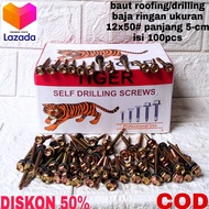 baut baja ringan roofing/drilling 12x50 panjang 5cm isi 100pcs baut roofing/drilling baja ringan uku