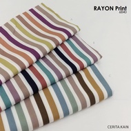 ♥♥ Bahan Kain Katun Rayon Premium Motif Print Salur Per 0,5 Meter