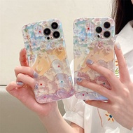 Painted Flowers Phone Case For iPhone 13 12 Pro Max 13 mini 12 mini Soft Back Cover With Artificial Gemstone