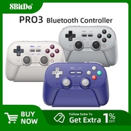 8BitDo Pro 3 Bluetooth Gamepad for Switch 1/2, Windows, Apple, with TMR Joysticks Swappable Button