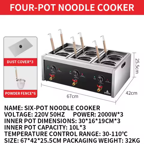 Commercial Countertop Noodle Cooker Electric Hot Pot for Spicy Hot Pot, Oden, and Wonton Cooking 220
