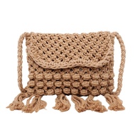 DYJKOUG Khoét lỗ Túi dệt bằng sợi bông Túi xách bãi biển Móc Túi đeo vai rỗng Dễ thương Phong cách B