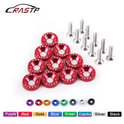 RASTP-JDM Style 10pcs Fender Washers Aluminum Washers And M6 Bolt for Honda Civic Integra RSX EK EG 