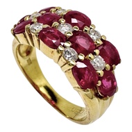 Size 10, Ruby (total 2.10ct), Diamond (total 0.30ct), K18 Gold Ring, 5.9g, Women's [Used]