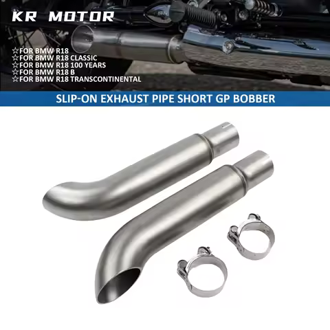 Slip-On Exhaust Pipe Short GP Bobber Mufflers Exhaust System For BMW R18 100 Year R18B R 18 Classic