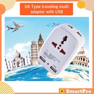 2 Dual USB 13Amp Multi Universal Socket Extension Socket Plug Travel Adapter UK 3 Pin Plug