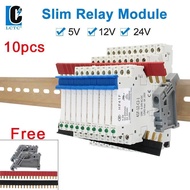 10PCS DIN Rail Relay Module HF 41F Slim Relay With LED 6A 5V 12V 24V 41F-5-ZS 41F-12-ZS 41F-24-ZS Hi