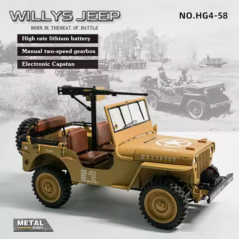 1/14 Willys Military Vehicle 2.4G 4WD off-road Electric Remote Control Model Car Simulation Military