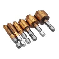 6pcs 6-19mm 82 Degree 5 Flute HSS Titanium Chamfering Cutter