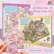 3D Animal Series Sticker PET Book Sticker,Handmade 3D Landscape, Miniature Scene Collection