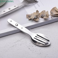 JUNYUE88WL 2-in-1 Foldable Fork, 304 Stainless Steel Silver Camping Spoon, Cutlery Portable Space-sa