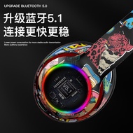 New luminous hand-painted graffiti national trend wireless Bluetooth headset head-mounted universal for Apple Android Huawei mobile phones