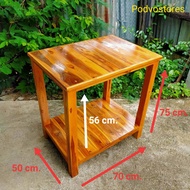 โต๊ะ ที่วางทีวี 2 ชั้นไม้สักแท้ (เคลือบแลกเกอร์)ขนาด 50 x 70 x 75 ซม. โต๊ะข้างเตียง โต๊ะไม้สัก โต๊ะญี่ปุ่น โต๊ะวางของ ที่วางของ โต๊ะไม้ ชั้น