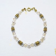 金字塔 ◆golden - 施華洛世奇水晶珍珠 / 日本珠 / 黃銅 / 手鍊 手環 禮物客製設計