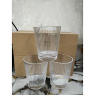 @/ GLASS STRIPED FLARE CUP 8X9CM 250ML( 309T)