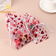 [RiseLargeS] 10pcs Red Love Heart Organza Bags Wedding Party Gift Candy Drawstring Bag Christmas Valenes Day Jewellery Display Pouches new