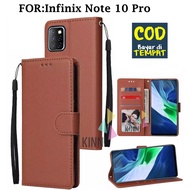 NEW Leather Flip Cover Infinix Note 10 Pro - Wallet Case Kulit - Casing Dompet Case Wallet Leather Flip