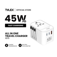 TYLEX XE15 Universal Power Adapter Fast Charger 45W Charge Ports Converter Plug Charger