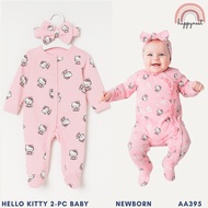 Hello Kitty Baby Pink Overalls Footed & Bow Headband Set Newborn AA395