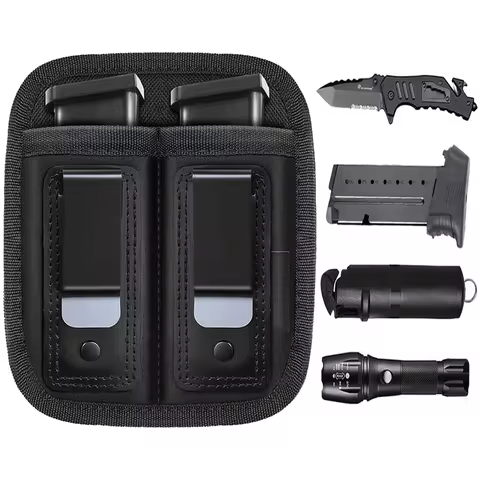Single/Double Concealed Magazine Pouch for 9mm .40 .45 .380 .357 IWB Mag Holster Outdoor Hunting Wai