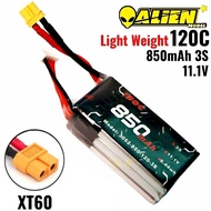 Alienmodel 3S 11.1V 850mAh 120C Lipo Battery with XT60 Plug AL850/120-3S6