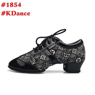 Giày Tập Latin KDance 1854 Gót 3p Đế Cao Su (1854KD3P) - Đen