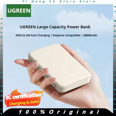 UGREEN 20000mA Large Capacity Power Bank 30W Fast Charging with Digital Display Portable Airplane Ap