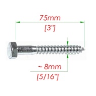 5/16''x3'' ( 20x3'') Lag Screw / Desk Screw / Deskrup
