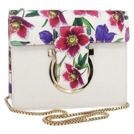 Salvatore Ferragamo Chain Gancini 帆布多色金色包包，正品編號 154076SAM