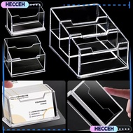 HECCEH 1Pcs Bussiness Card Holder,  Transparent Display Stand Business Card Box, School Office Suppl