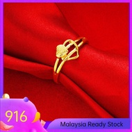 Gold Wealth Jewelry Cincin Emas 916 Bajet Cincin Perempuan 1 Set Box Bangkok Cop 916 Ring for Women Adjustable